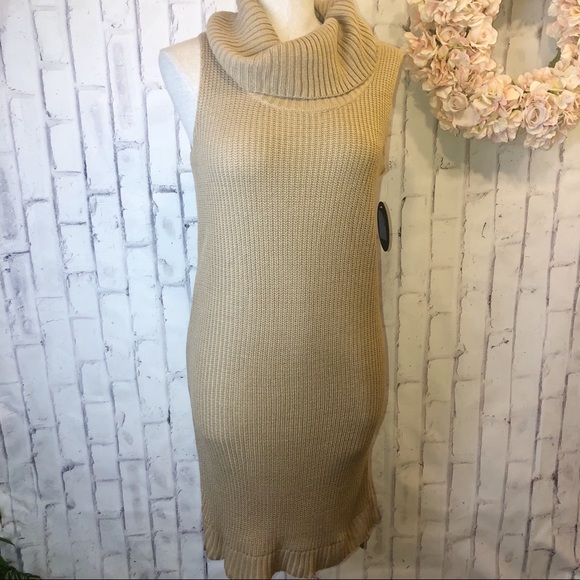 Cupio Dresses & Skirts - NEW brown turtleneck sleeveless sweater dress